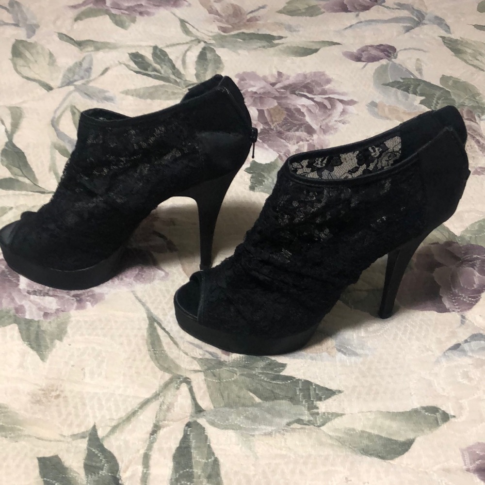 Black lace booties